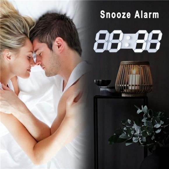 HOME Modern 3D LED Digital Desk Alarm Clock for Kitchen Bedroom Office - Picture 2 of 5